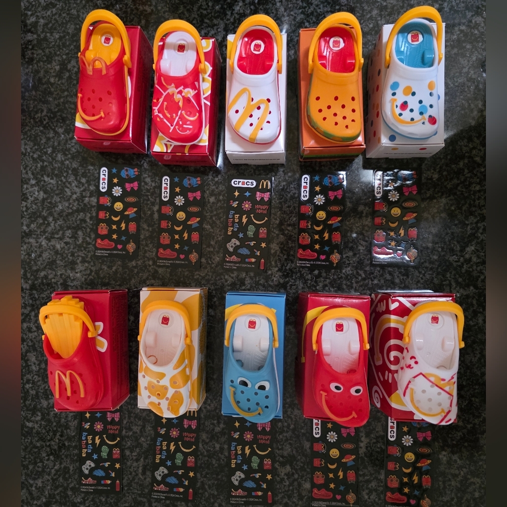 McDonald's x Crocs Keychain Full Set w/ Sticker Sheets